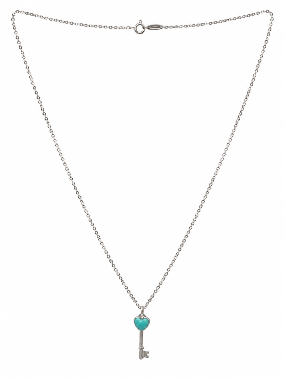 Tiffany & Co. Tiffany Keys Blue Enamel Heart Key Sterling Silver Necklace